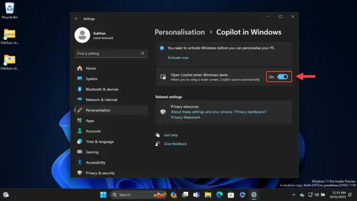 Enable Windows Copilot autostart