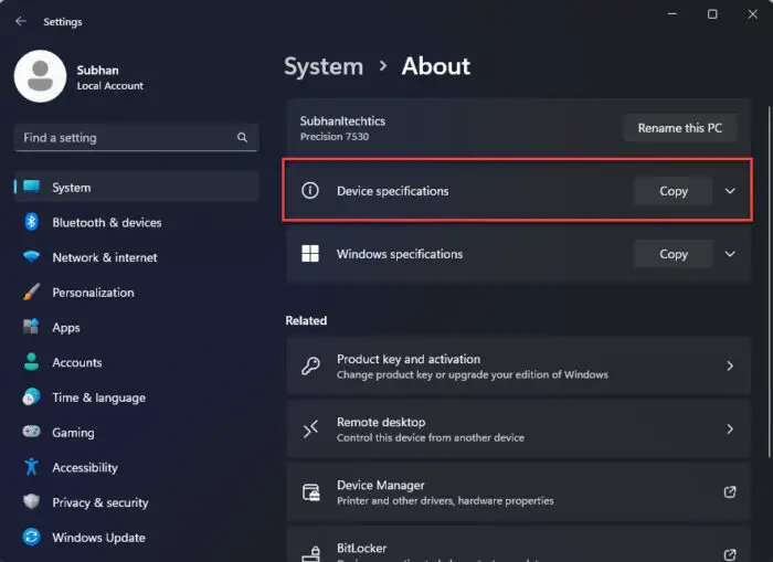 Expand Device Specifications