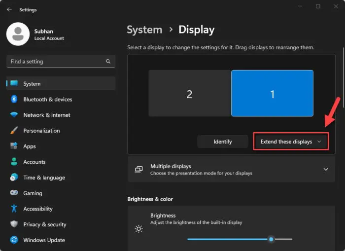 Expand display settings