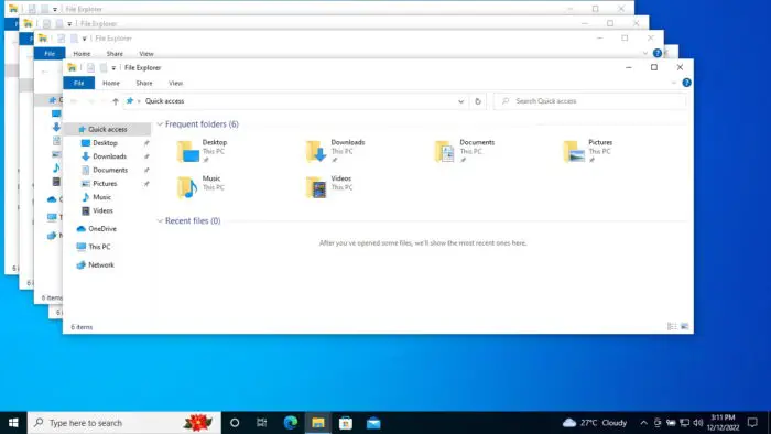 File Explorer windows cascaded