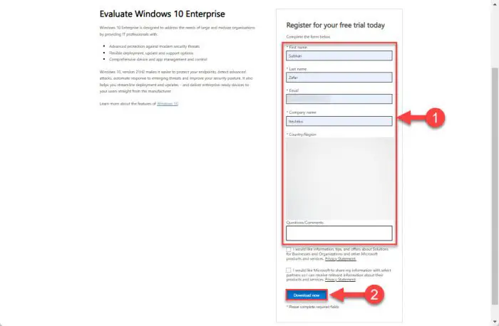 Fill the form 1