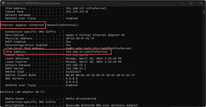 Find local IP address