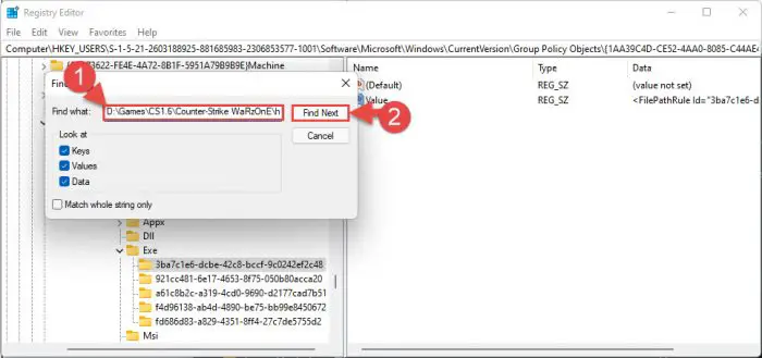 Look for old path inside Windows Registry