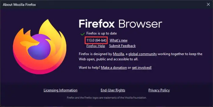 Firefox updated to version 113