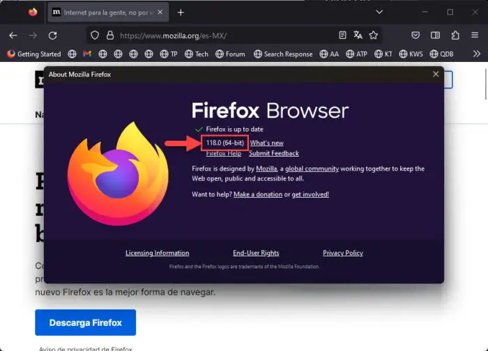 Firefox updated to version 118