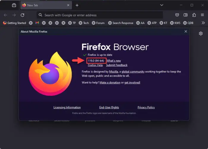 Firefox updated to version 119