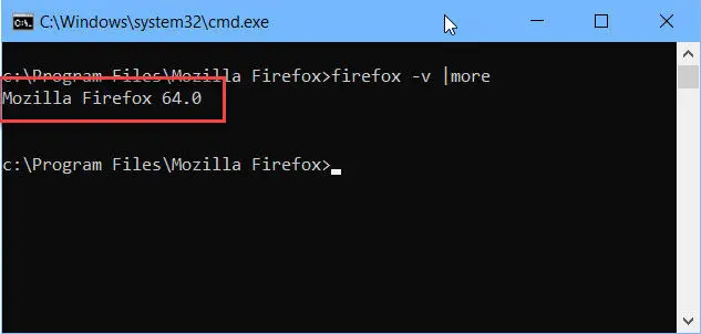 Firefox version using command line