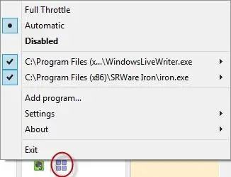 Full Throttle context menu