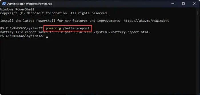 Generate battery report using PowerShell