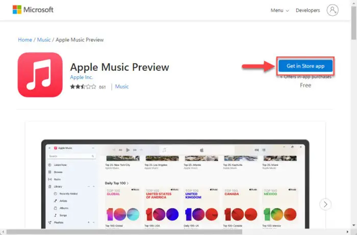 Get Apple Music from Microsoft Store