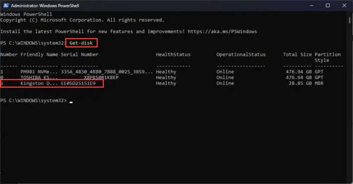 Get disk information in PowerShell