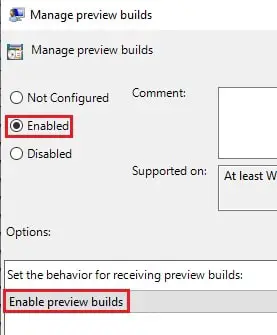 gp allow manage preview builds