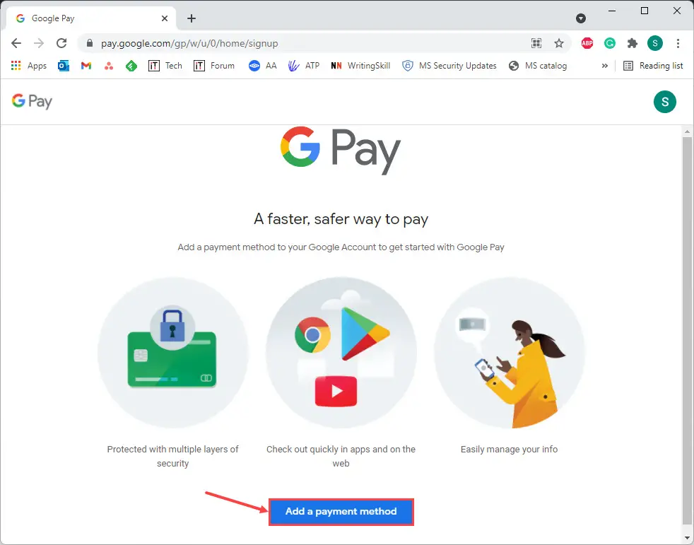 gpay add payment method
