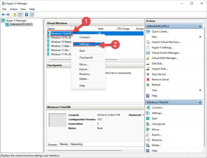 hv settings context