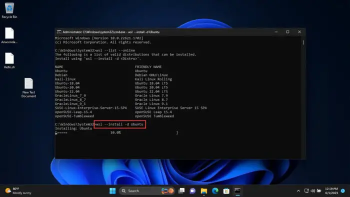 Install a Linux distro in WSL