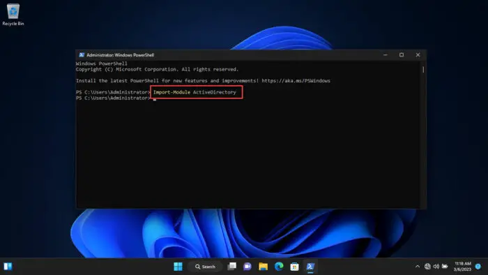 Install AD PowerShell Module on Windows PC