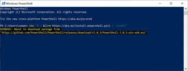 Install PowerShell using command line
