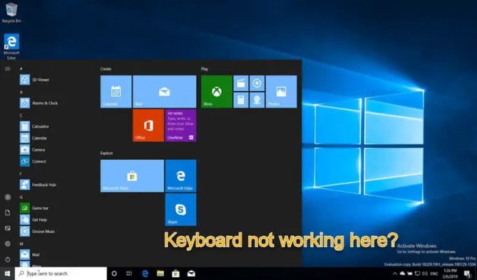 keyboard not working in start menu skype solution