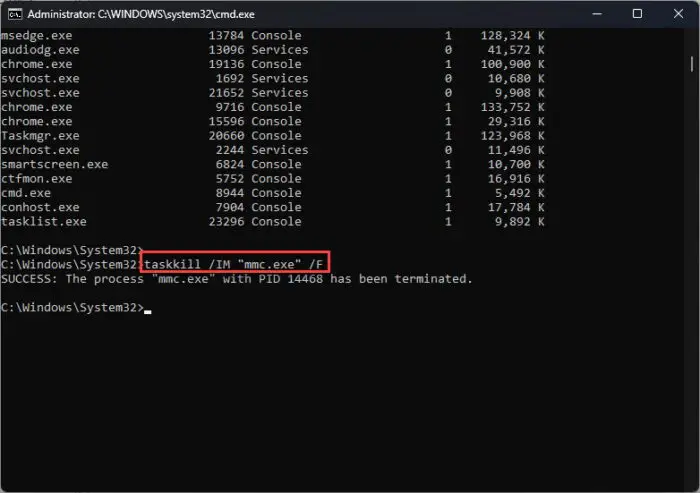 Kill process from Command Prompt using process name