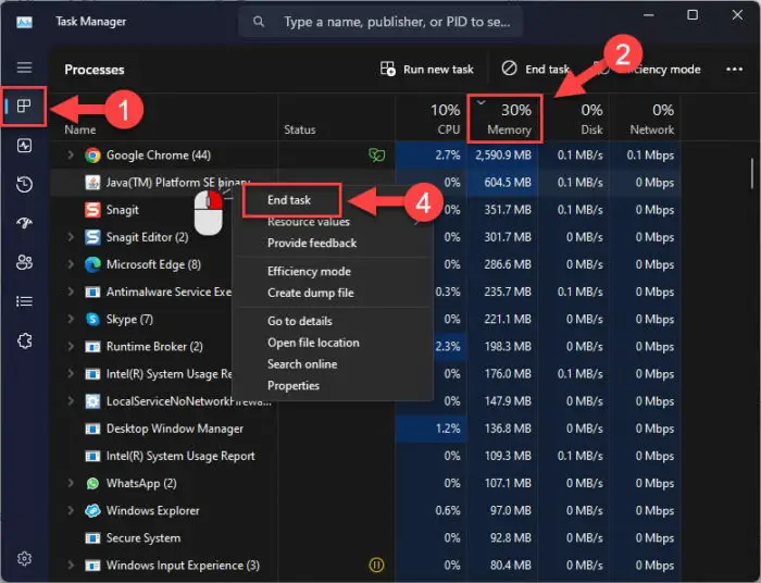 Kill RAM hungry processes