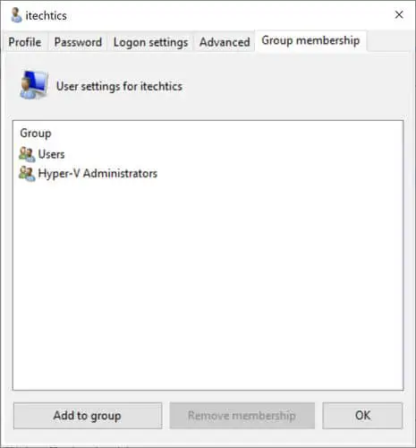 lusrmgr user group settings