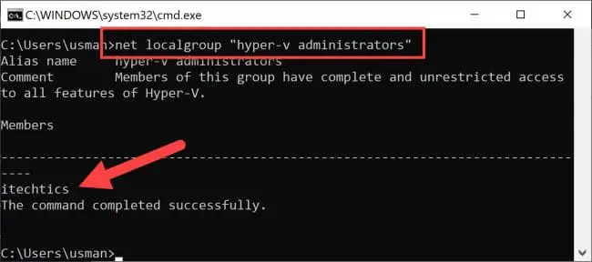 lusrmgr verification using command line