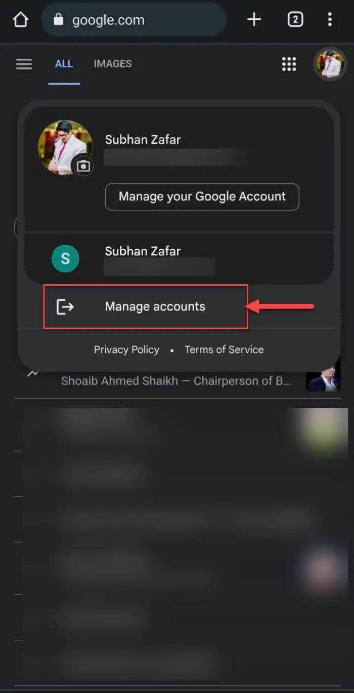 Manage accounts on Chrome