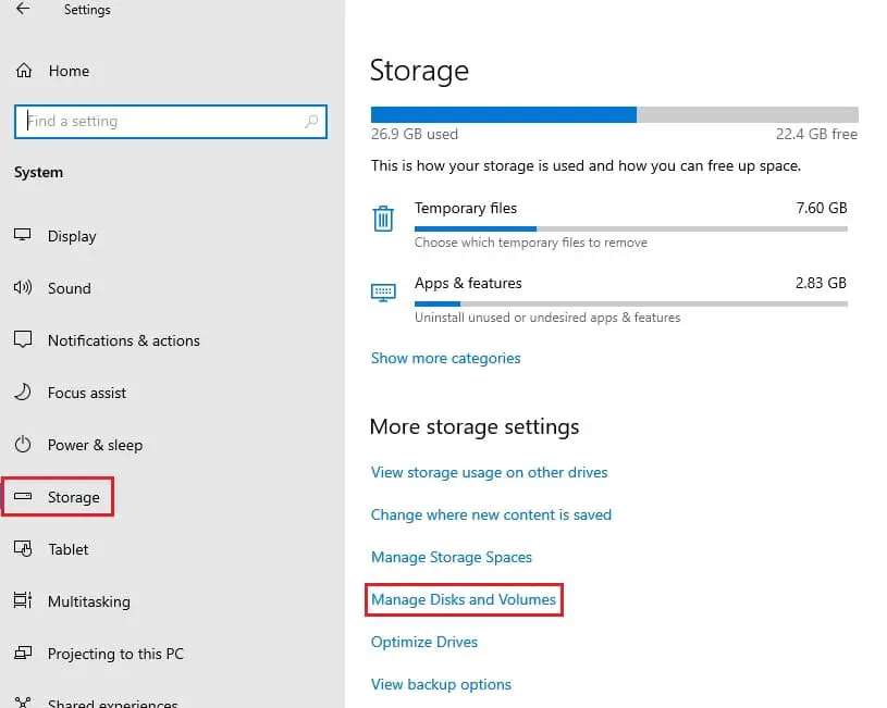 manage disks and volumes