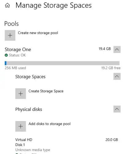 manage storage spaces 1