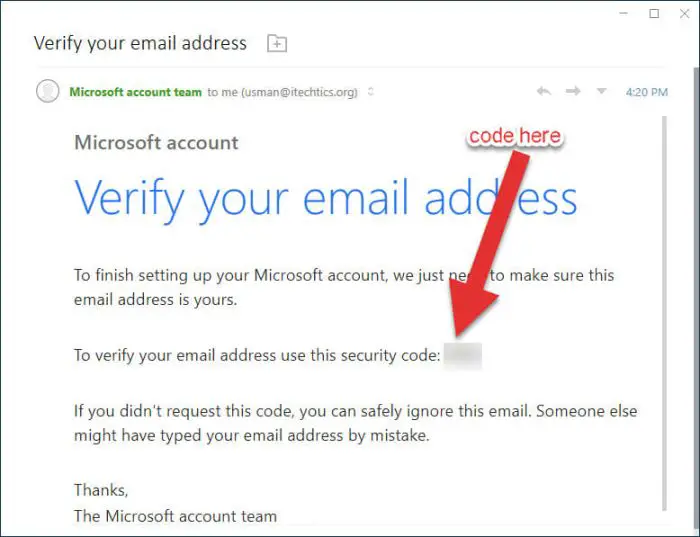 Microsoft verification code