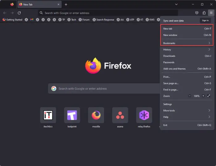 New private window disabled in Firefox