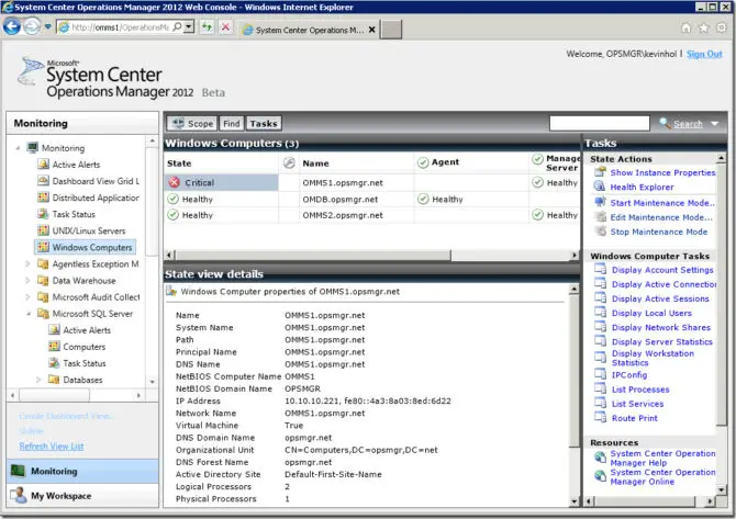 Web Console for System Center Operations Manager 