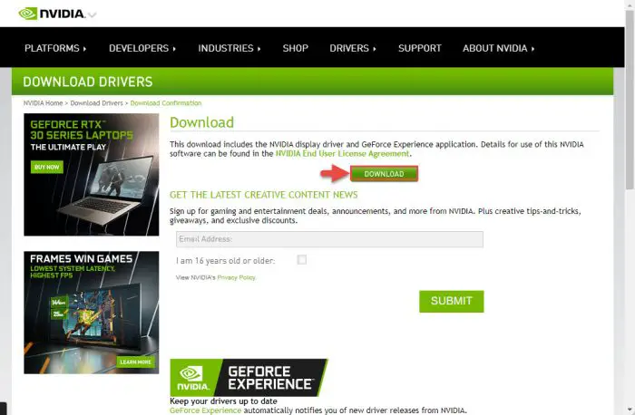 Nvidia studio download again