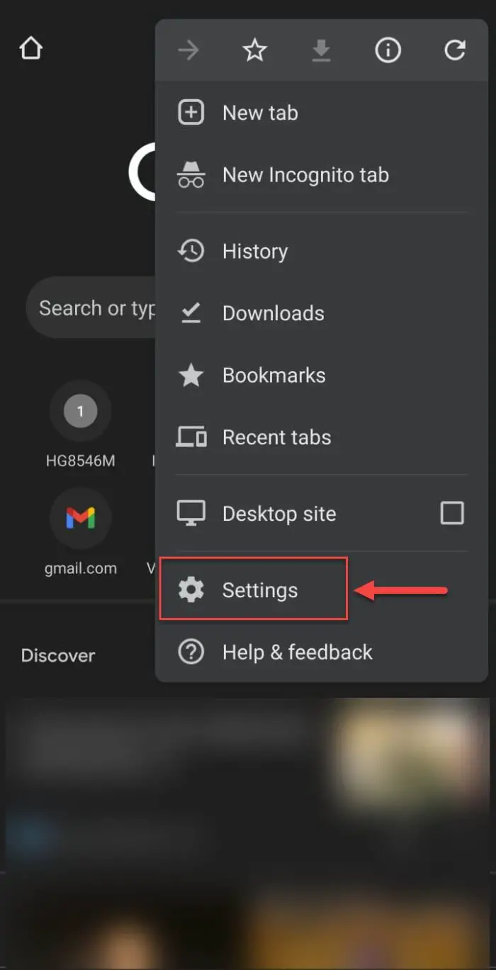Open Chrome settings on Android