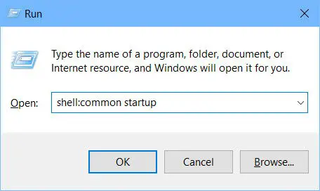 open common startup folder in Windows