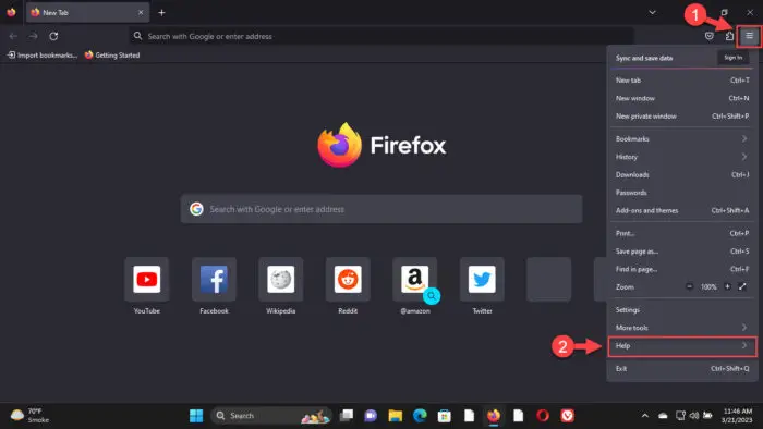Open Firefoxs help menu