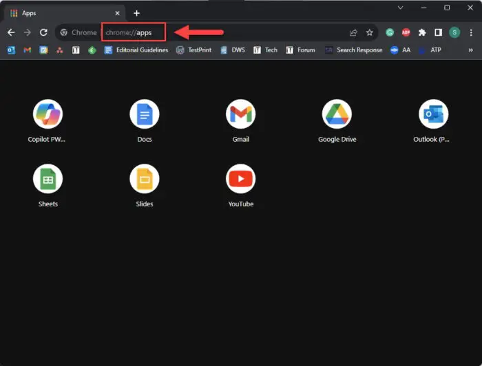 Open the Chrome applications page