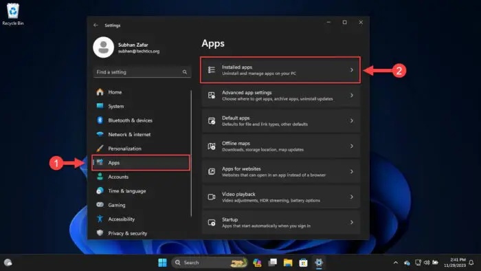 Open the Install apps settings page