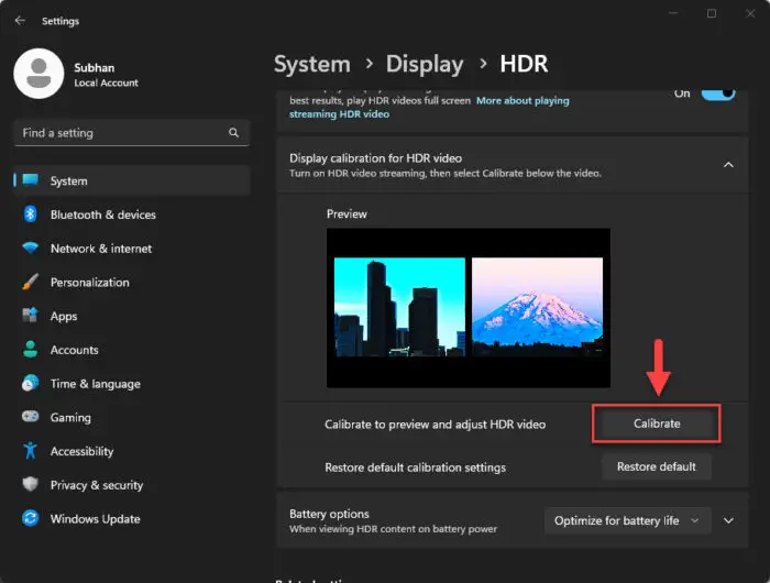 Open the native Windows 11 calibration tool