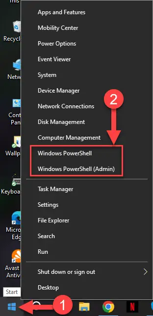 Open Windows PowerShell from the WinX menu