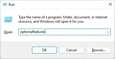 Open the Optional Features dialog box