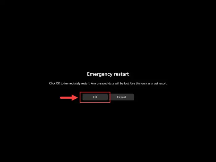 Perform the emergency restart on Windows