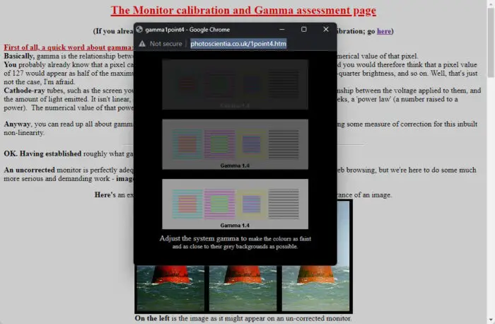 PhotoScientia Gamma Assessment page