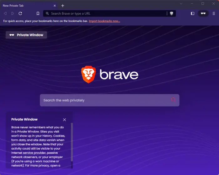 Private window in Brave