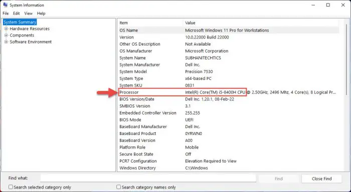 Processor information