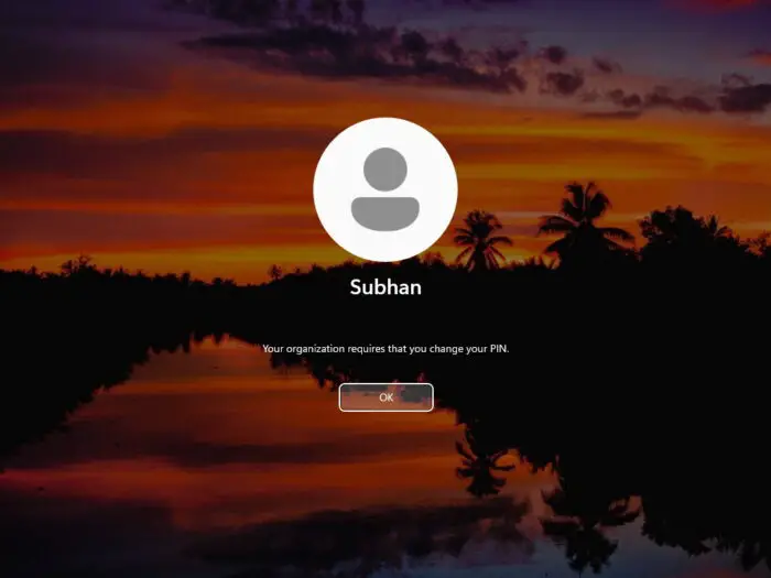 Prompt to change PIN after expiry