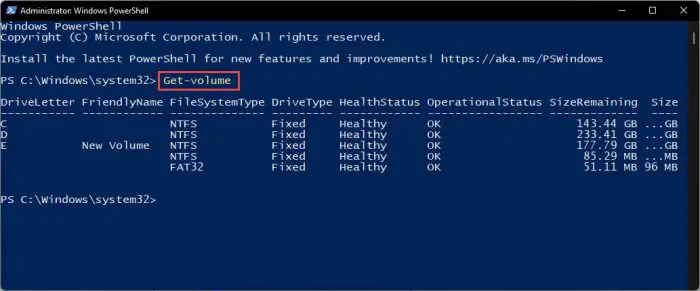 Get volume details in PowerShell