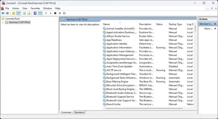 Remote computer successfully accessed using Microsoft Management Console