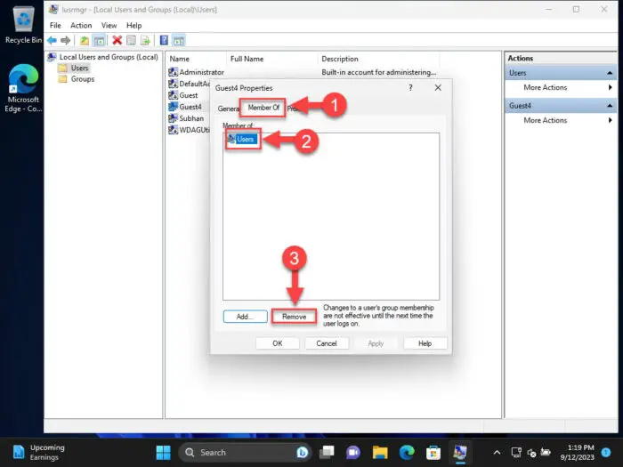 Remove Guest account from Users group from management console