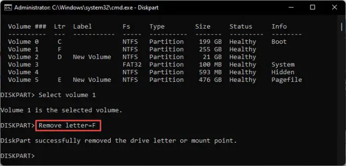 Unassign dive letter from Command Prompt